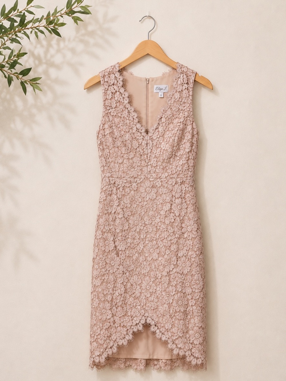 Eliza J Blush Lace Midi Dress